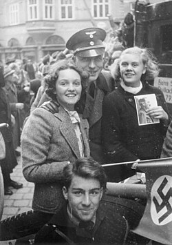 Young Austrians at celebrations just after the Anschluss, March 1938