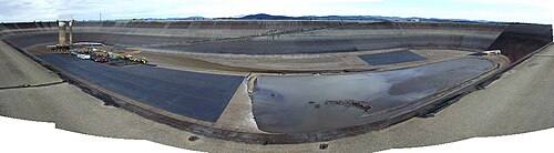 The Hornberg Basin near Herrischried, upper reservoir of the Wehr pumped storage station (emptied, May 2008)