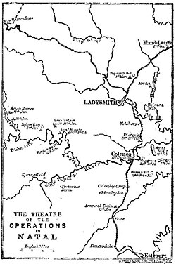 Map showing the battles in the Relief of Ladysmith.