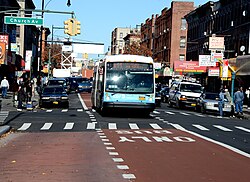 Select Bus Service bus lane on Nostrand Avenue in Brooklyn, New York