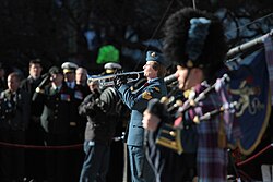 The moment of silence in Canada is preceded by the bugling of "Last Post" immediately before 11 am