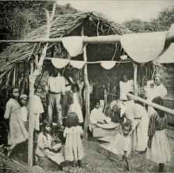 Residents of Saint Vincent making casabe (cassava bread) in the 1910s