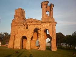 Ruins of Humaitá church. Today, nothing else remains of the formidable fortress, razed according to the Treaty.