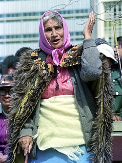 Whina Cooper leading the Māori Land March in 1975, seeking redress for historical grievances