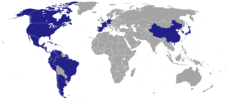 Map of diplomatic missions in Honduras