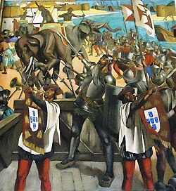 Commemorative fresco depicting the taking of Malacca by Afonso de Albuquerque, displayed at the Portuguese parliament.