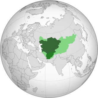 Expanded definition of Central Asia. Core definition that includes the five post-Soviet states in dark green. Afghanistan, the most commonly added country to Central Asia, in green. Regions that are sometimes considered part of Central Asia in light green.