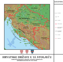 Map of Slavonia in the 15th century