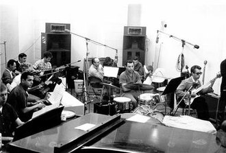 Phil Spector's usual studio musicians, later dubbed "the Wrecking Crew", gathered at a Gold Star recording session in the 1960s.