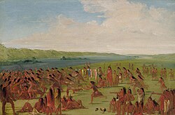 Ball-play of the women, painting by George Catlin, c. 1835