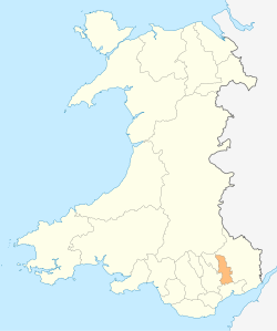 Map of Wales with Torfaen County Borough highlighted