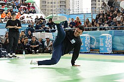 Breaking (pictured) was selected as one of four discretionary sports for the games alongside skateboarding, sport climbing, and surfing.