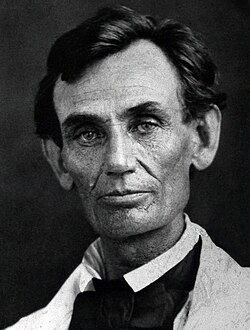 Head and shoulders portrait of a clean-shaven Lincoln