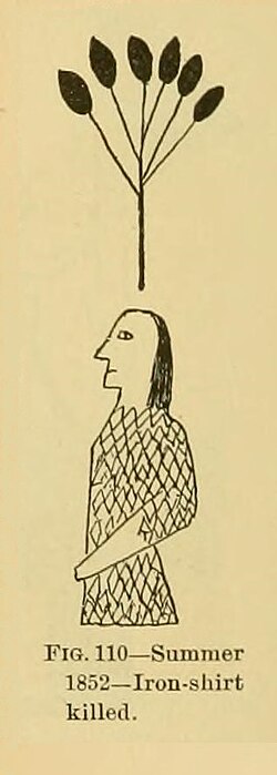 Cheyenne warrior Alights on the Cloud in his armor. He was killed during an attack on a Pawnee hunting camp in 1852
