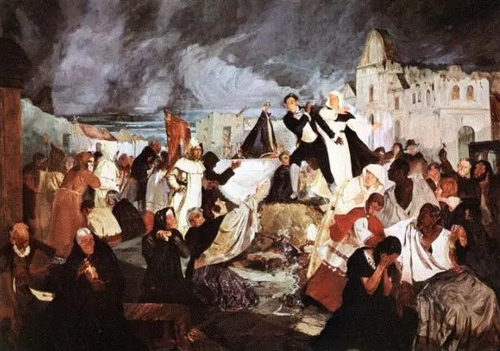 Oil on canvas "Terremoto de 1812", by Venezuelan painter Tito Salas