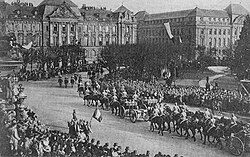 Parade of the French 4th Army on Place de la République in Strasbourg on 22 November 1918
