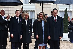 Presidential couple of France and Prime Ministerial couple of Spain in the centenary commemoration of the Armistice, 11 November 2018