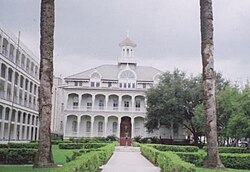 Greenville Hall, built 1889, faces St. Charles Ave on the Broadway Campus.