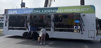 A pop-up truck selling FIFA 2026 merchandise at Fisherman's Wharf, San Francisco