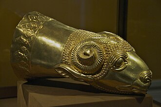 Rhyton in the shape of a ram's head, gold – Saqqez - Kurdistan - western Iran[5] –, late 7th–early 6th century BCE