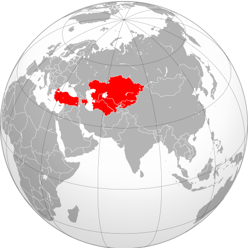 Map highlighting present-day Turkic countries
