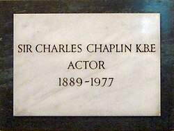 Chaplin memorial plaque in St Paul's, Covent Garden, London