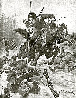 1915 drawing from The War Illustrated portraying a charging Don Cossack using a lance as a shock weapon