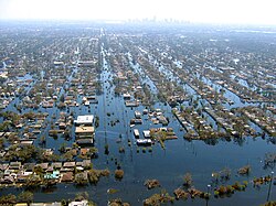 View of flooded New Orleans in the aftermath of Hurricane Katrina