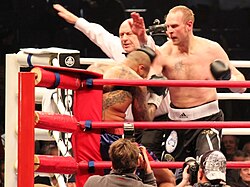Robert Helenius (right) vs. Attila Levin (left) at Hartwall Arena in Helsinki, Finland, on 27 November 2010