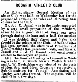 In 1892, the club adopted the claret and light blue colors, as reported in local newspapers
