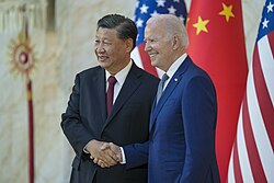 U.S. President Joe Biden and Chinese leader Xi Jinping at the G20 summit in Bali, November 2022
