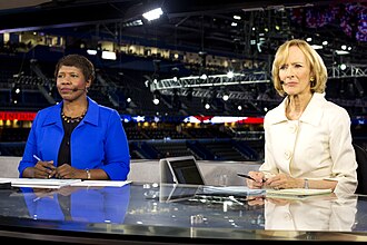 Gwen Ifill and Judy Woodruff at the 2012 Republican National Convention on August 27, 2012