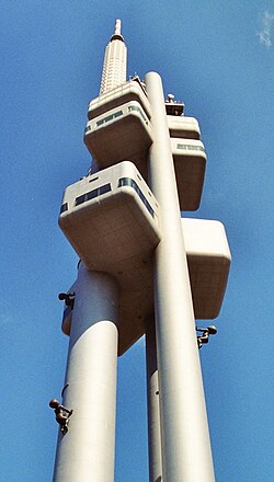 Žižkov Television Tower with crawling "babies"