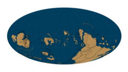 Paleogeographic map of the Earth in the early Ordovician, 480 million years ago[citation needed]