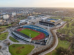 Malmö Stadion and Eleda Stadion (background), the homes of Malmö FF