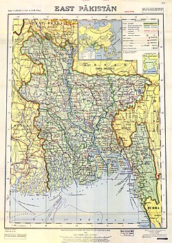 Provincial Map of East Pakistan, 1962