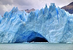 A glacier cave at the edge of the glacier