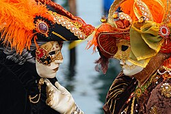 Distinctive Venetian masks at the Carnival of Venice