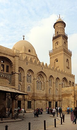 The Mausoleum-Madrasa-Hospital complex of Sultan Qalawun, built in 1284–1285 in the centre of Cairo, over the remains of a Fatimid palace