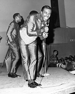 Levi Stubbs singing lead with the Four Tops in 1966.