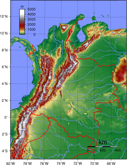 An enlargeable topographic map of Colombia