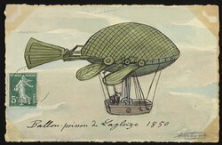 Ballon-Poisson, a navigable balloon designed by aeronaut Ferdinand Lagleize, c. 1850