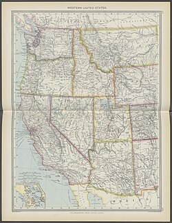 Western United States in 1908 from The Harmsworth atlas and Gazetter