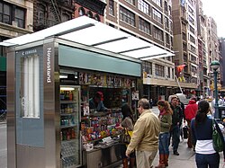 An outdoor newsstand, New York City, October 2008