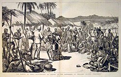 A contemporary print showing the distribution of relief in Bellary, Madras Presidency. From The Illustrated London News (1877).