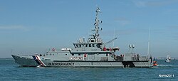 HMC Valiant with Border Force's preceding agency, UK Border Agency