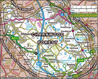 Charnwood Forest, as defined by Natural England