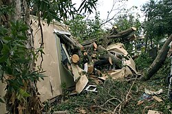 Damage to a mobile home in Davie, Florida following Hurricane Katrina