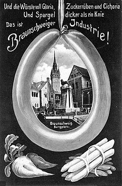 1904 postcard showing typical food of Braunschweig