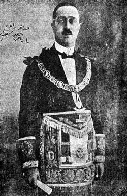 The Ottoman noble Ahmad Nami dressed in full Masonic attire in 1925